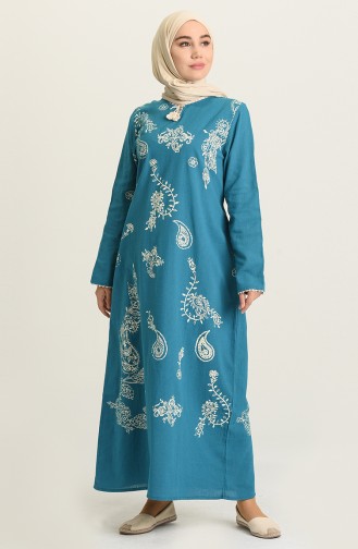 Robe Hijab Bleu Pétrole 0444-05