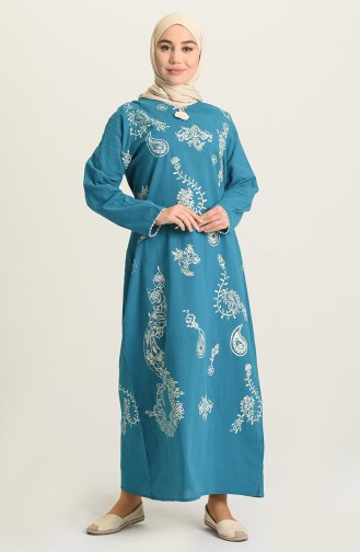 Robe Hijab Bleu Pétrole 0444-05