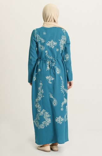 Robe Hijab Bleu Pétrole 0444-05