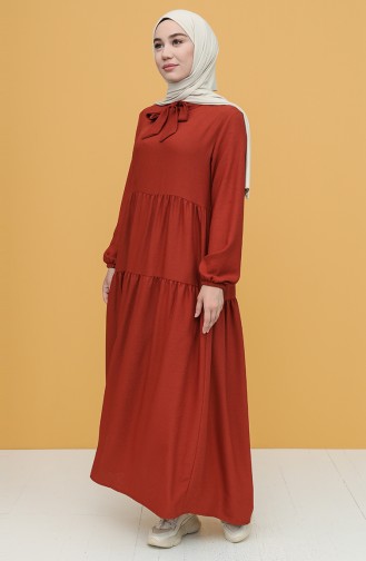 Brick Red Hijab Dress 1680-03