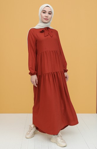 Brick Red Hijab Dress 1680-03