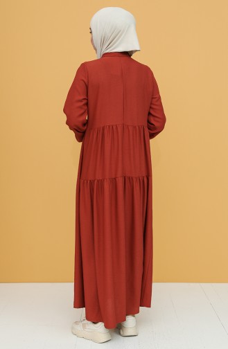 Brick Red Hijab Dress 1680-03