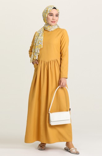Gelb Hijab Kleider 3326-07