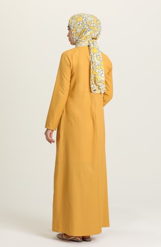 Beli Büzgülü Cepli Elbise 3326-07 Sarı