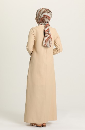 Beige Hijab Dress 3326-09