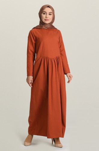 Ziegelrot Hijab Kleider 3326-12
