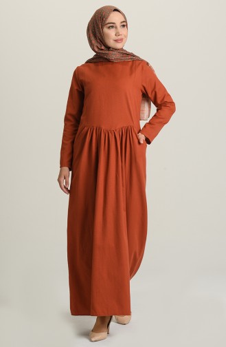 Brick Red Hijab Dress 3326-12