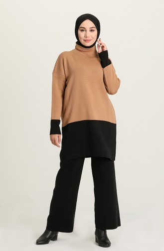 Triko Tunik Pantolon İkili Takim 7304-04 Camel