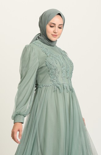 Unreife Mandelgrün Hijab-Abendkleider 3407-01