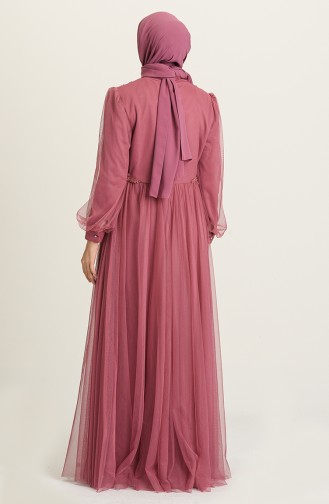 Dusty Rose Hijab Evening Dress 3407-03