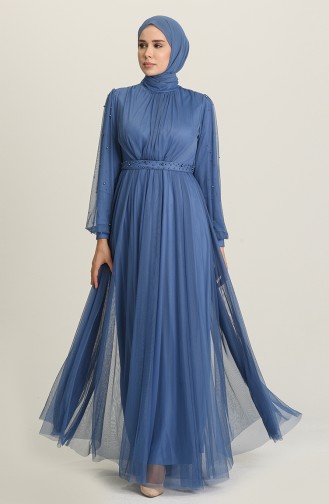 Indigo Hijab Evening Dress 5514-18