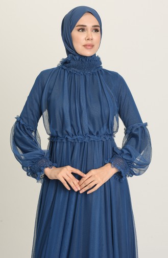 Indigo Hijab Evening Dress 5474-08