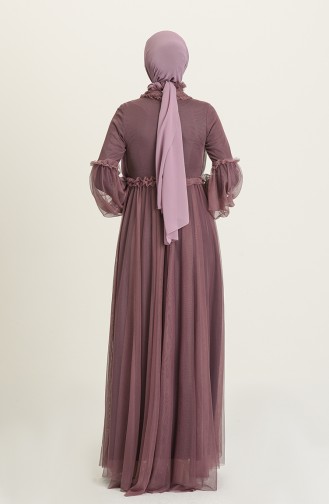 Dark Dusty Rose Hijab Evening Dress 5474-09