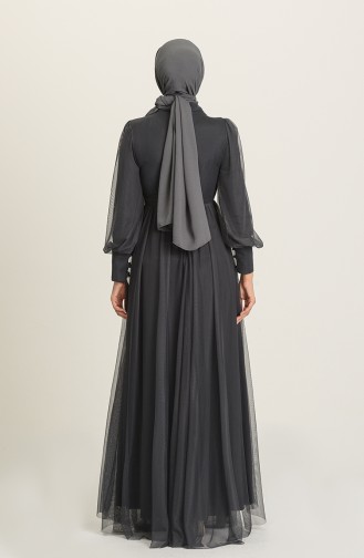 Anthracite Hijab Evening Dress 5478-13