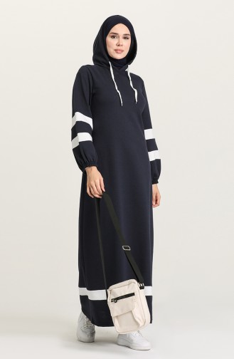 Navy Blue Hijab Dress 50111-03