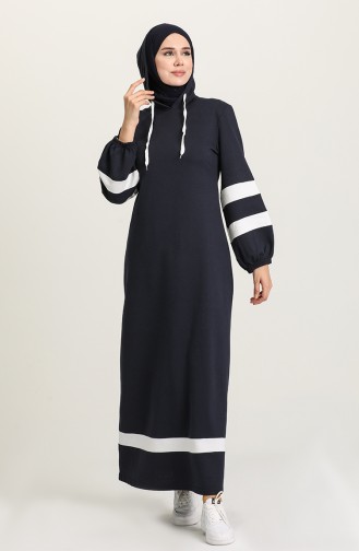 Navy Blue Hijab Dress 50111-03