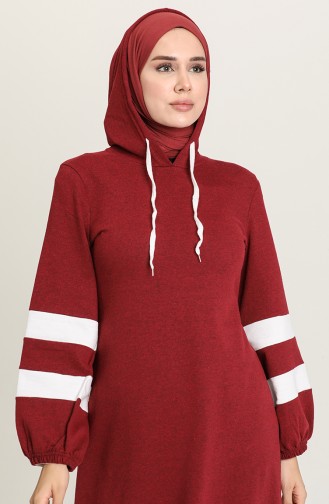 Claret Red Hijab Dress 50111-04
