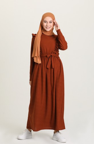 Brick Red Hijab Dress 5433-07