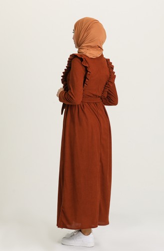 Brick Red Hijab Dress 5433-07