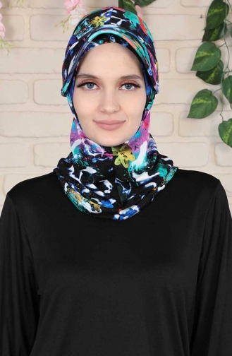 Siperlikli Tesettür Bone B0055D-02 Siyah Saks