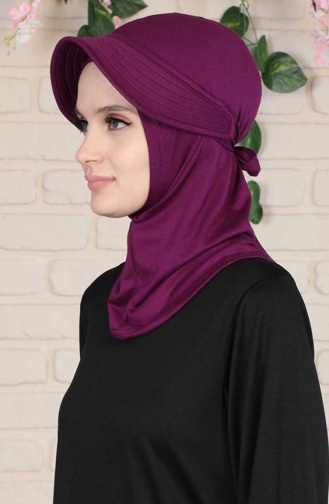 Siperlikli Tesettür Bone B0055-11 Mor