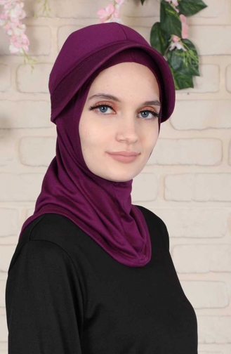 Siperlikli Tesettür Bone B0055-11 Mor