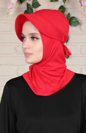 Siperlikli Tesettür Bone B0055-09 Kırmızı