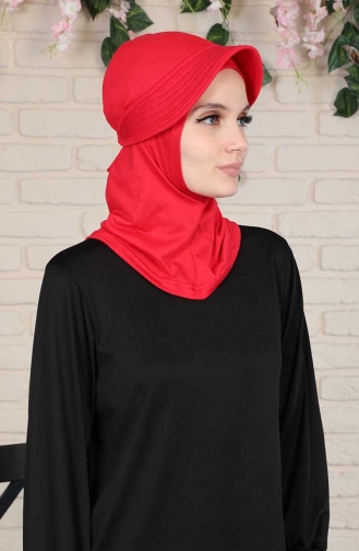 Siperlikli Tesettür Bone B0055-09 Kırmızı