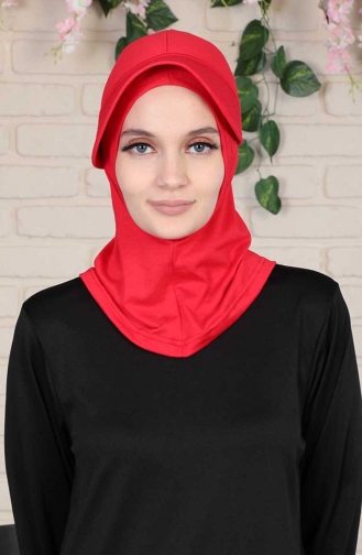 Siperlikli Tesettür Bone B0055-09 Kırmızı