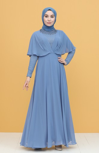 Indigo Hijab Evening Dress 0027-02