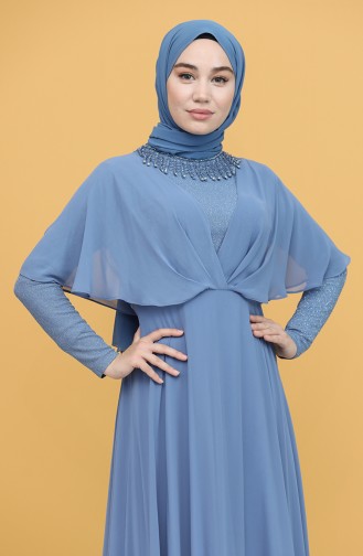 Indigo Hijab Evening Dress 0027-02