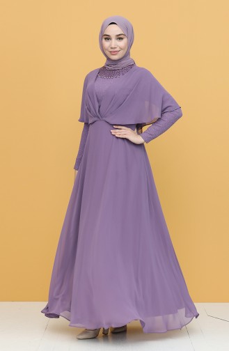 Violet Hijab Evening Dress 0027-05