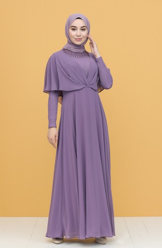 Violet Hijab Evening Dress 0027-05