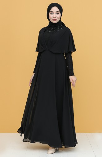 Black Hijab Evening Dress 0027-04