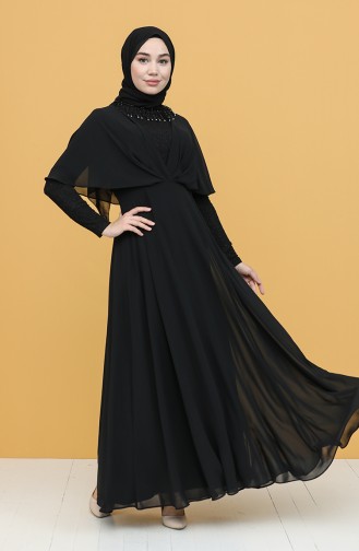 Black Hijab Evening Dress 0027-04