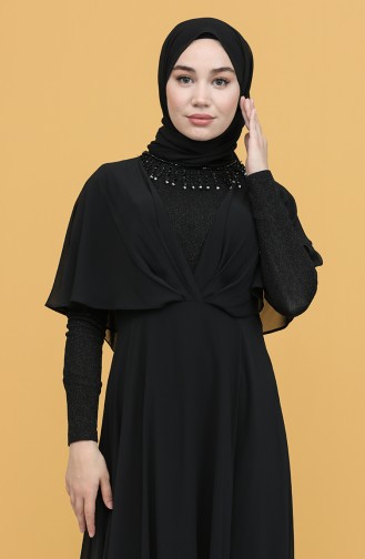 Black Hijab Evening Dress 0027-04