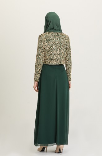 Emerald Green Hijab Evening Dress 2943-04