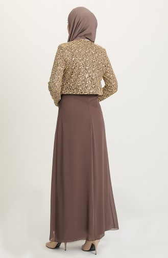 Brown Hijab Evening Dress 2943-06