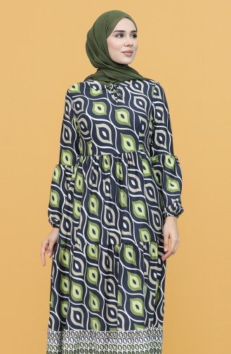 Green Almond Hijab Dress 22K8485-01