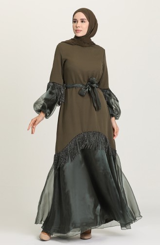 Khaki Hijab Dress 60120-07