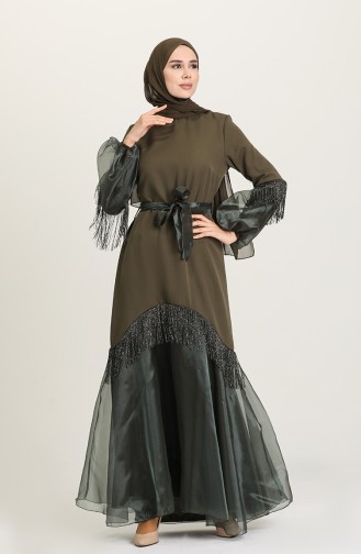 Khaki Hijab Dress 60120-07