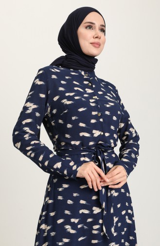 Navy Blue İslamitische Jurk 60262-01