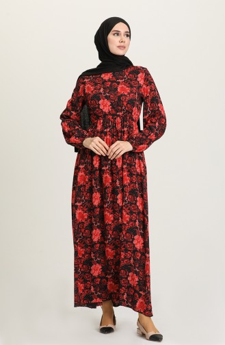 Rot Hijab Kleider 60266-02