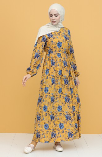 Senf Hijab Kleider 60266-03