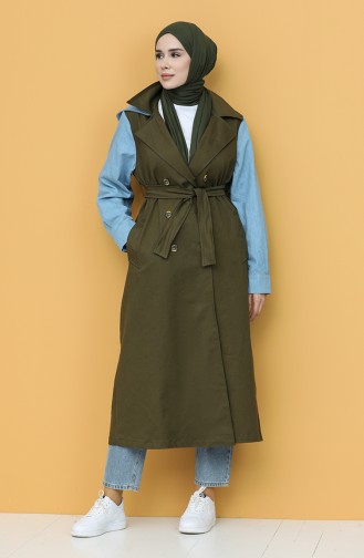 Khaki Trench Coats Models 4026-01