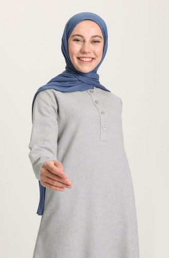 Yarım Patlı Dokuma Tunik 3322-05 Açık Mavi