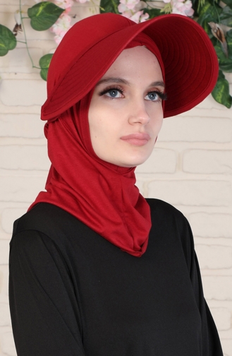 Uzun Siperlikli Tesettür Bone SP0002-03 Bordo