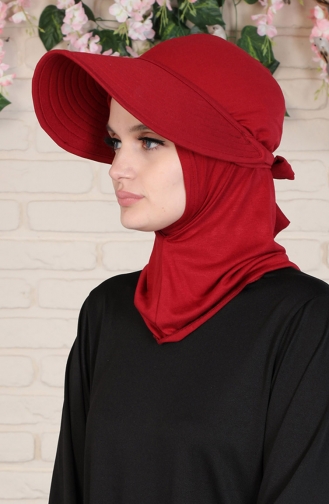 Uzun Siperlikli Tesettür Bone SP0002-03 Bordo