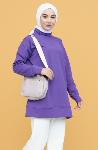 Dik Yaka Sweatshirt 4136-02 Mor