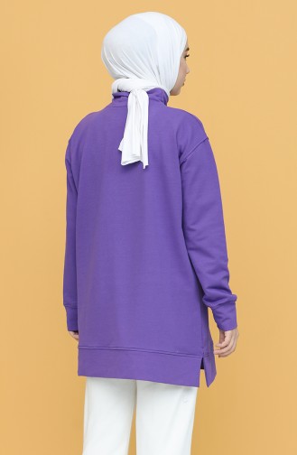 Dik Yaka Sweatshirt 4136-02 Mor